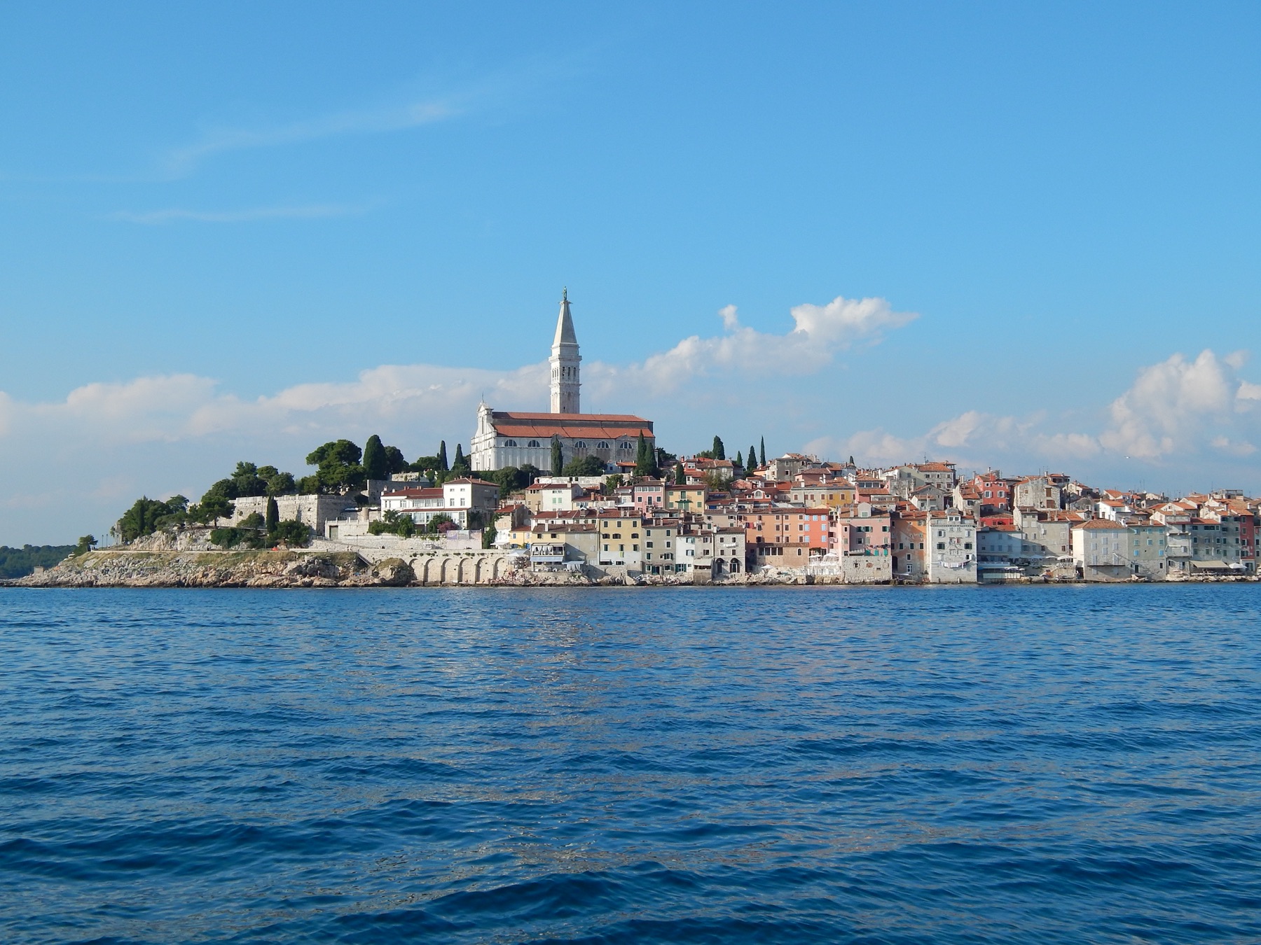 The old town of Rovinj on the Istrian coast, seen from the sea